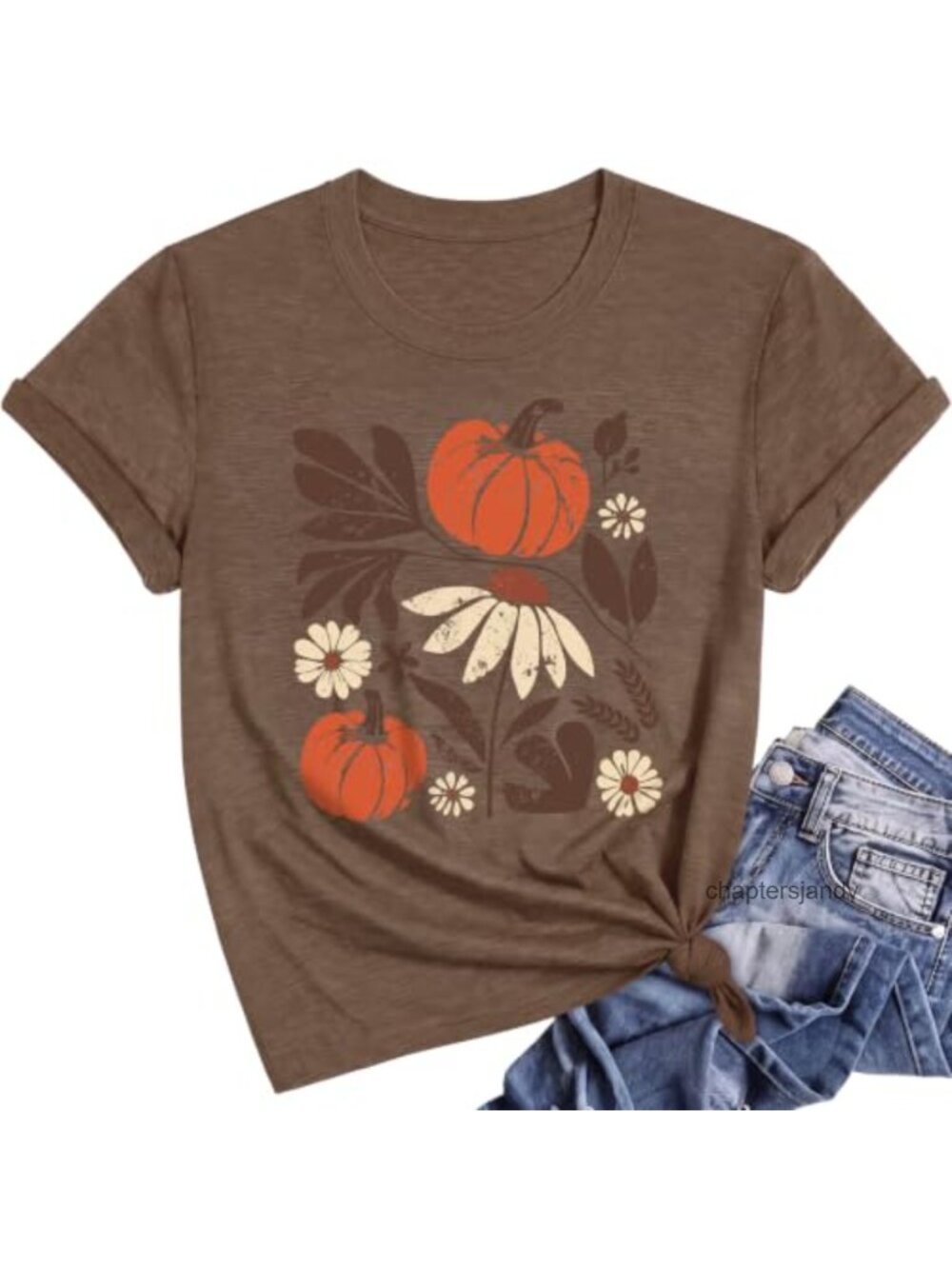 Women's Fall Pumpkin Short Sleeve Tee Thanksgiving Graphic T-Shirt
